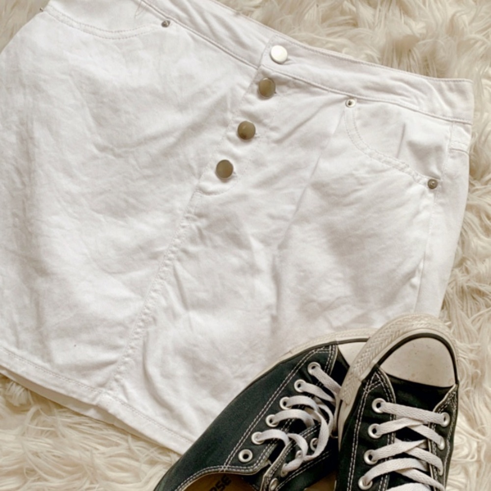 White Jean Mini Skirt